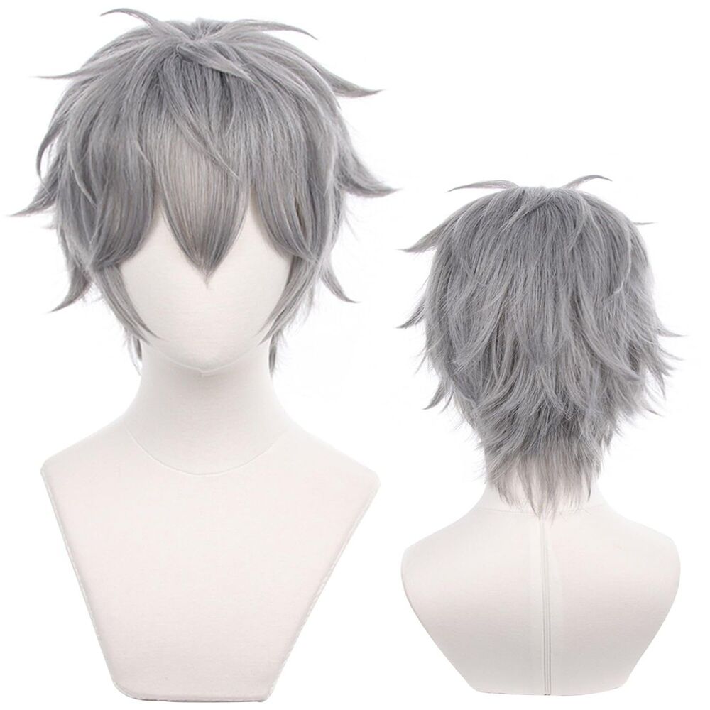 New *Ghost Demon Hunter* Gray Short Cosplay Wig Heat-Resistant Synthetic Hair